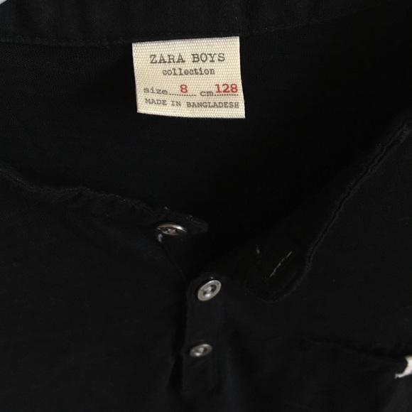 Zara Boys Black T-Shirt with Buttons* - Picture 2 of 3